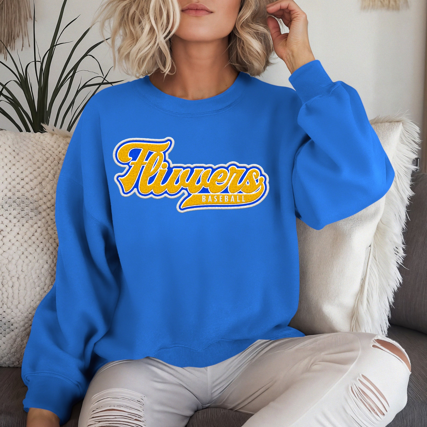 Faux Embroidered Flivver Baseball